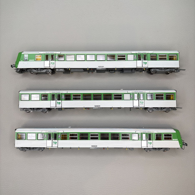 Coffret rame réversible régionale, verte inox, "Nouille", TER Picardie, P03, SNCF, Ep. IVb-V, EPM E41.39.17, HO 1/87