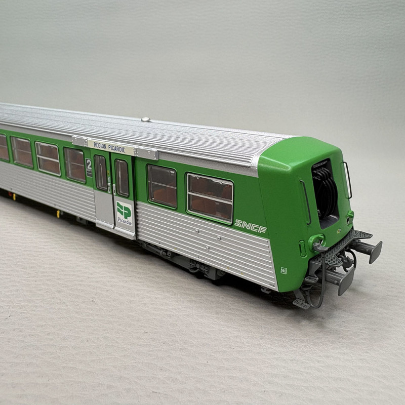 Coffret rame réversible régionale, verte inox, "Nouille", TER Picardie, P03, SNCF, Ep. IVb-V, EPM E41.39.17, HO 1/87
