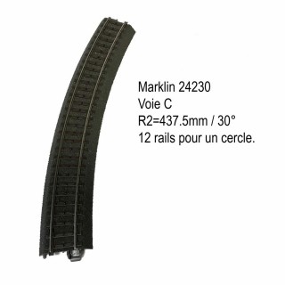 Rail courbe R2- 437.5mm 30 degrés voie C-HO-1/87-MARKLIN 24230