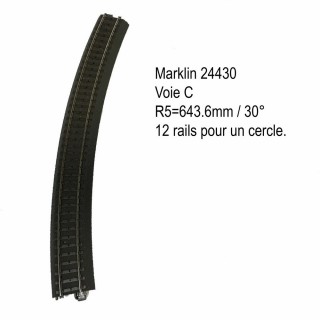 Rail courbe R5- 643.6mm 30 degrés voie C-HO-1/87-MARKLIN 24430