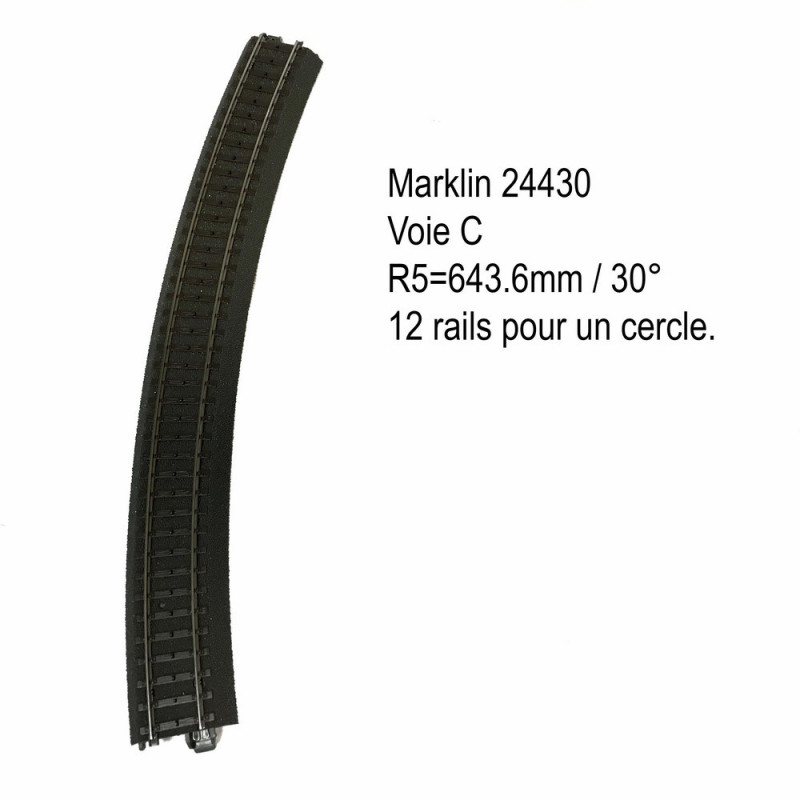 Rail courbe R5- 643.6mm 30 degrés voie C-HO-1/87-MARKLIN 24430