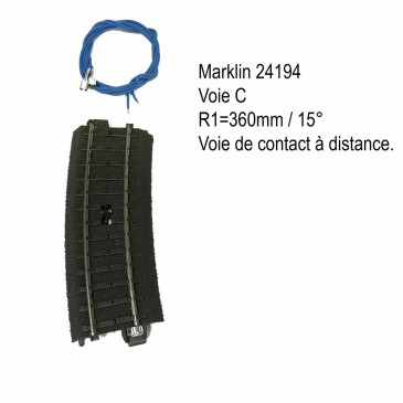 Rail courbe de contact commande R1 voie C-HO-1/87-MARKLIN 24194
