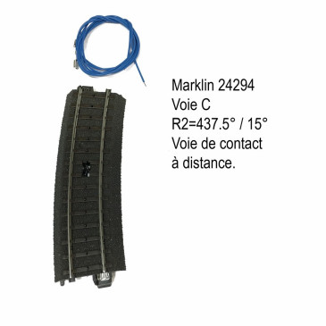 Rail courbe de contact commande R2 voie C-HO-1/87-MARKLIN 24294