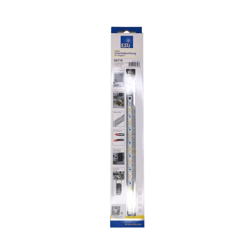 Eclairage intérieur à LED jaunes avec décodeur, éclairage d'entrée et de fin de course - ESU 50719 - N, TT, HO