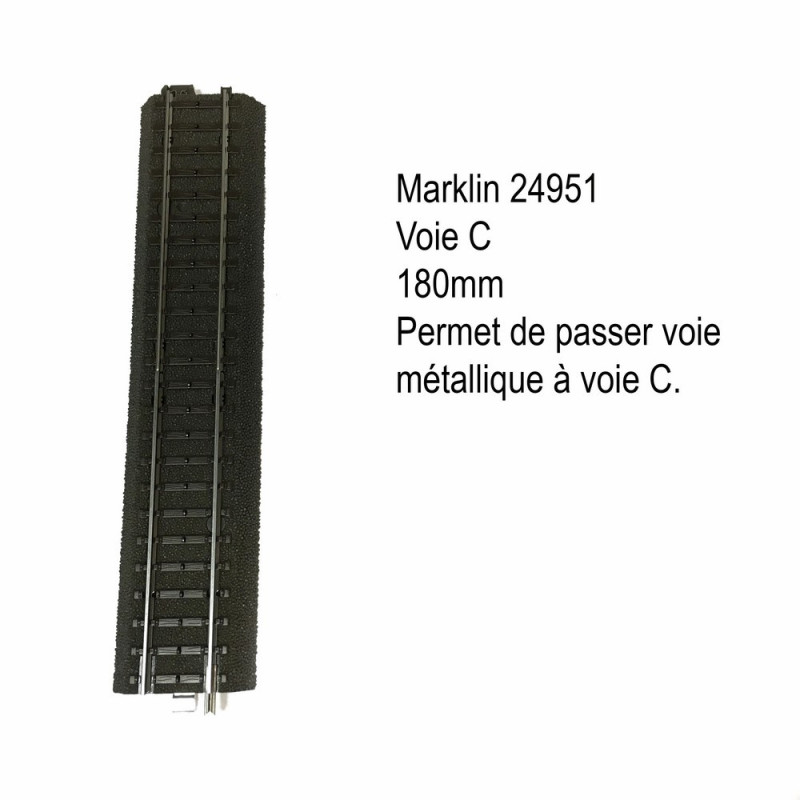 Rail droite 180mm voie métallique à voie C-HO-1/87-MARKLIN 24951