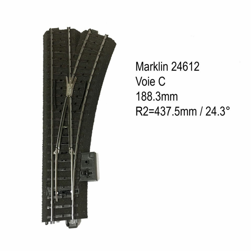 LOT DE 2 aiguillages HO MARKLIN 3RAILS VOIE K/2 AIG A GAUCHE CABLE