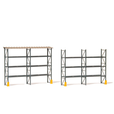 Rayonnage industriel, pour 48 euro palettes, avec auvent - PREISER 17125 - HO 1/87