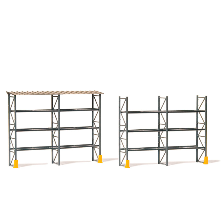 Rayonnage industriel, pour 48 euro palettes, avec auvent - PREISER 17125 - HO 1/87