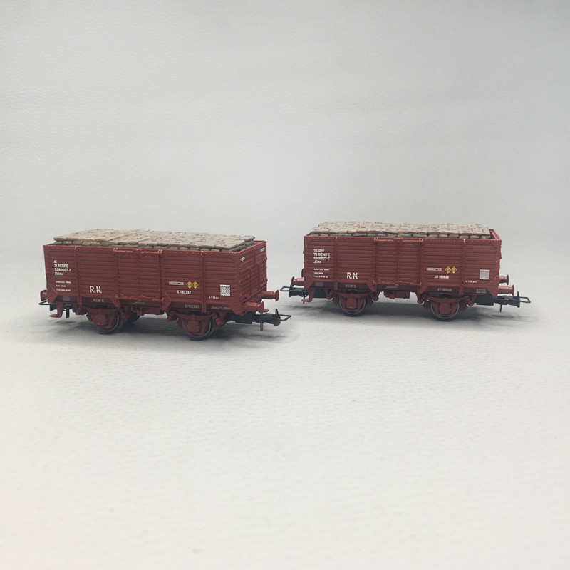 Coffret 2 wagons tombereaux, chargement tabac, RENFE, Ep. III-IV, ELECTROTREN HE6095, HO 1/87