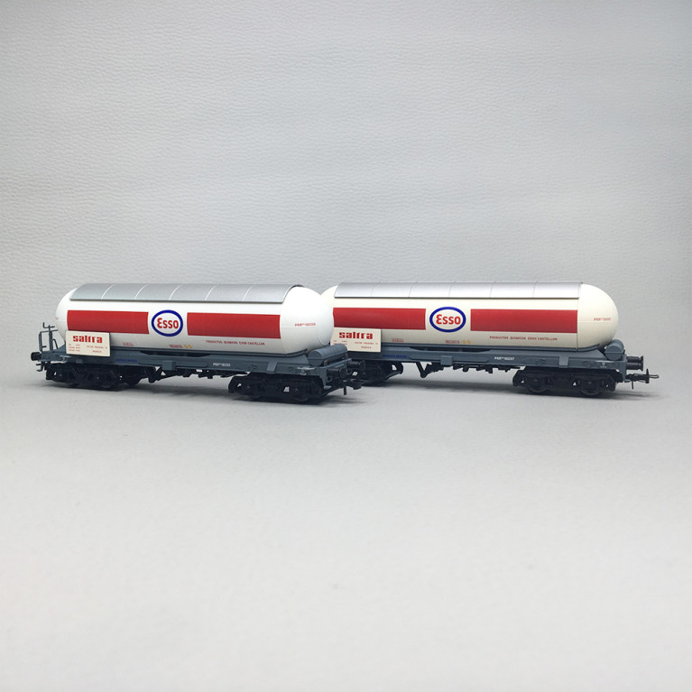 Coffret 2 wagons-citernes ammoniac, "ESSO-Saltra", RENFE, Ep. IV, ELECTROTREN HE6099, HO 1/87