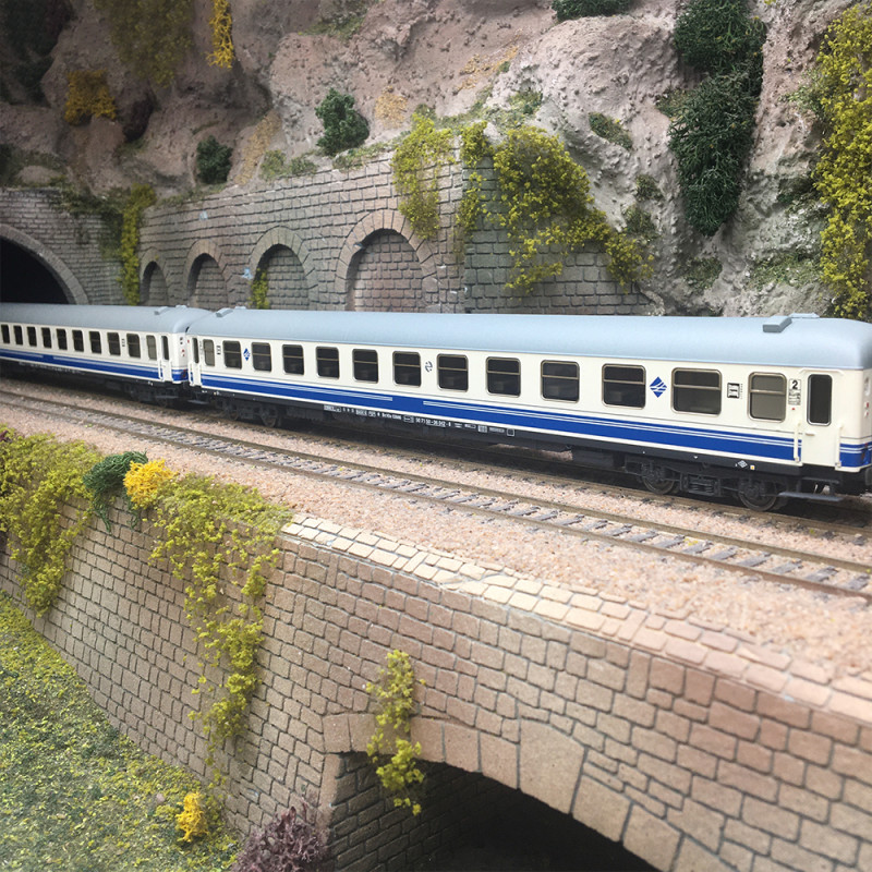 Coffret 2 voitures couchettes Bc10x-12600, "Estrella Rías Bajas", RENFE, Ep. IV, ELECTROTREN HE4040, HO 1/87