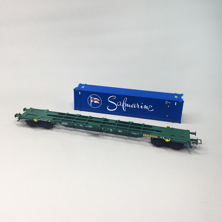 Wagon porte-conteneurs Sgnss, conteneur 45 pieds "Safmarine", CEMAT, Ep. VI, JOUEF HJ6329, HO 1/87