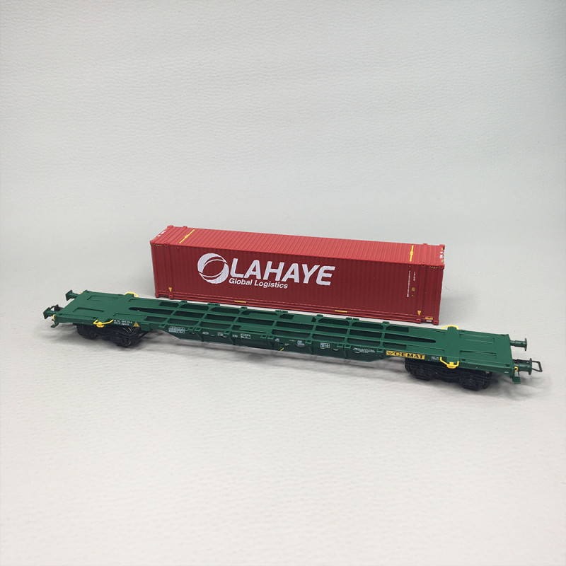 Wagon porte-conteneurs Sgnss, conteneur 45 pieds "Lahaye", CEMAT, Ep. VI, JOUEF HJ6330, HO 1/87