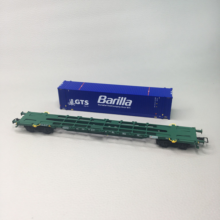 Wagon porte-conteneurs Sgnss, conteneur 45 pieds "GTS Barilla", Mercitalia, Ep. VI, RIVAROSSI HR6706, HO 1/87