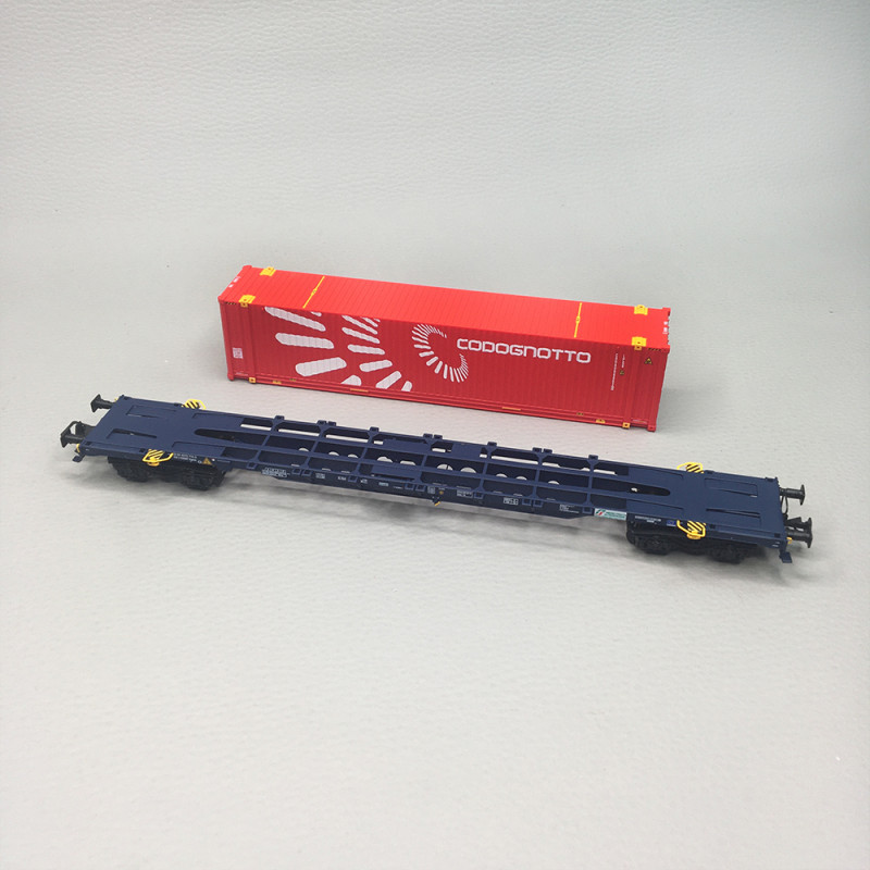 Wagon porte-conteneurs Sgnss, conteneur 45 pieds "Codognotto", Mercitalia, Ep. VI, RIVAROSSI HR6705, HO 1/87