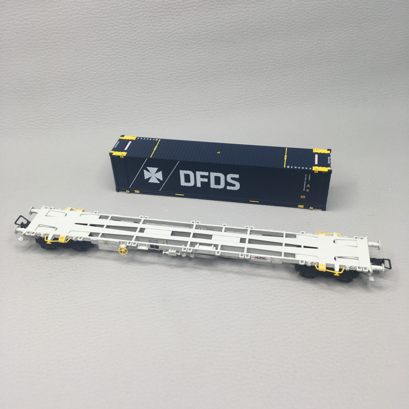 Wagon porte-conteneurs Sgnss, conteneur 45 pieds "DFDS", gris, Ep. VI, RIVAROSSI HR6704, HO 1/87
