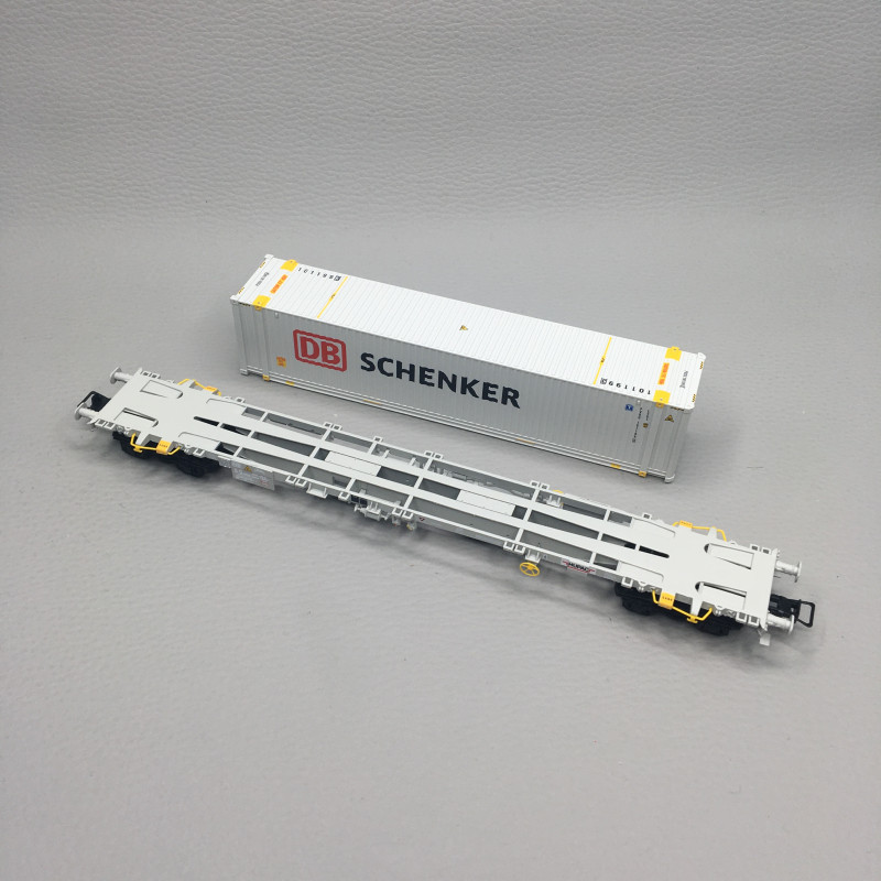 Wagon porte-conteneurs Sgnss, conteneur 45 pieds "DB Schenker", gris, Ep. VI, RIVAROSSI HR6703, HO 1/87