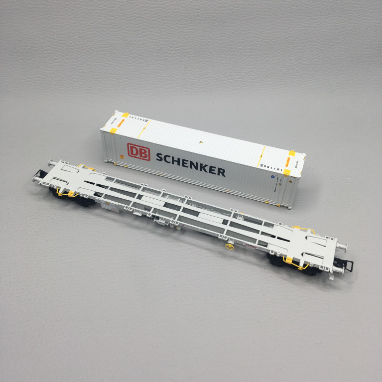Wagon porte-conteneurs Sgnss, conteneur 45 pieds "DB Schenker", gris, Ep. VI, RIVAROSSI HR6703, HO 1/87