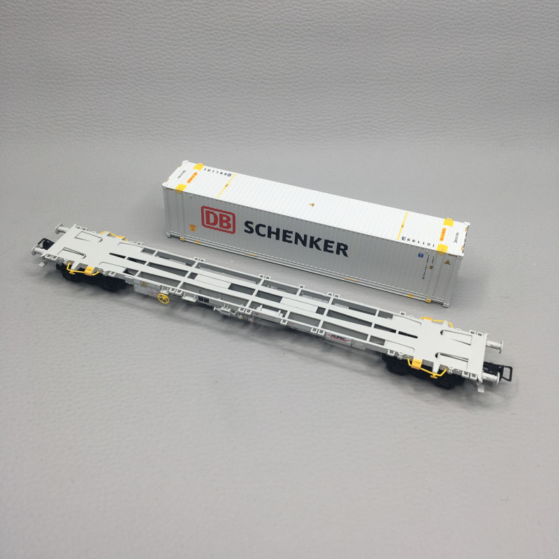 Wagon porte-conteneurs Sgnss, conteneur 45 pieds "DB Schenker", gris, Ep. VI, RIVAROSSI HR6703, HO 1/87