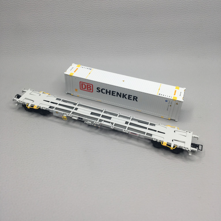 Wagon porte-conteneurs Sgnss, conteneur 45 pieds "DB Schenker", gris, Ep. VI, RIVAROSSI HR6703, HO 1/87