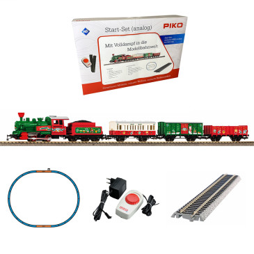 Coffret de démarrage analogique, train de Noël, locomotive vapeur + 3 voitures, PIKO 57081, HO 1/87