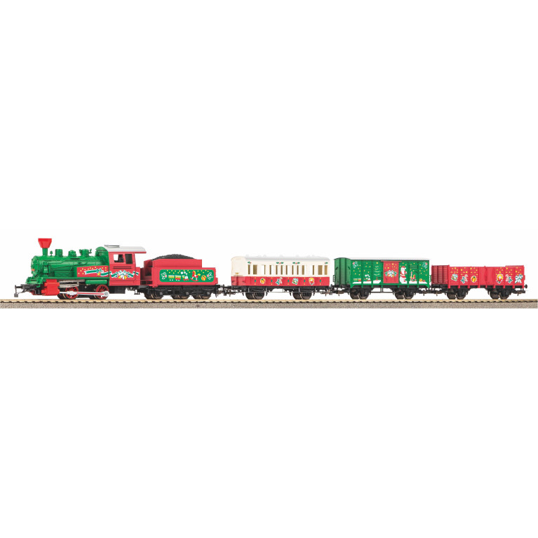 Coffret de démarrage analogique, train de Noël, locomotive vapeur + 3 voitures, PIKO 57081, HO 1/87