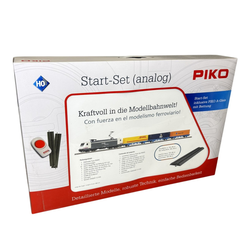 Coffret de démarrage analogique, TRAXX RENFE + 3 wagons conteneurs, Ep. V, PIKO 96900, HO 1/87