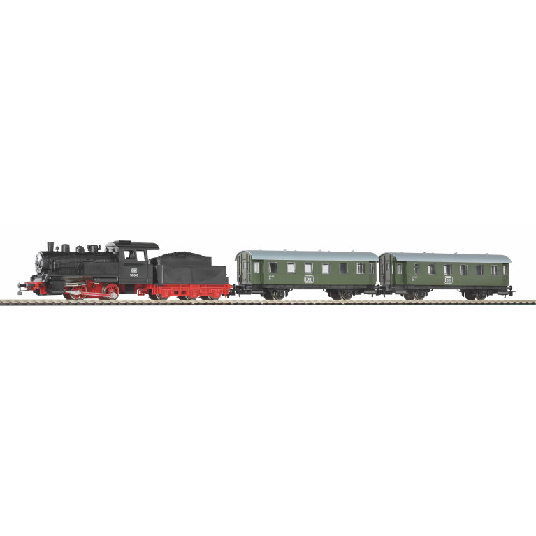 Coffret de démarrage analogique, train voyageurs DB vapeur + 2 voitures, PIKO 57112, HO 1/87