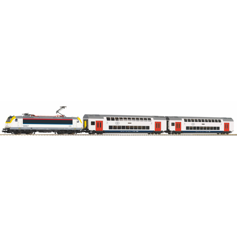 Coffret de démarrage digital WLAN, locomotive TRAXX + 2 voitures M6, SNCB, Ep. VI, PIKO 59108, HO 1/87
