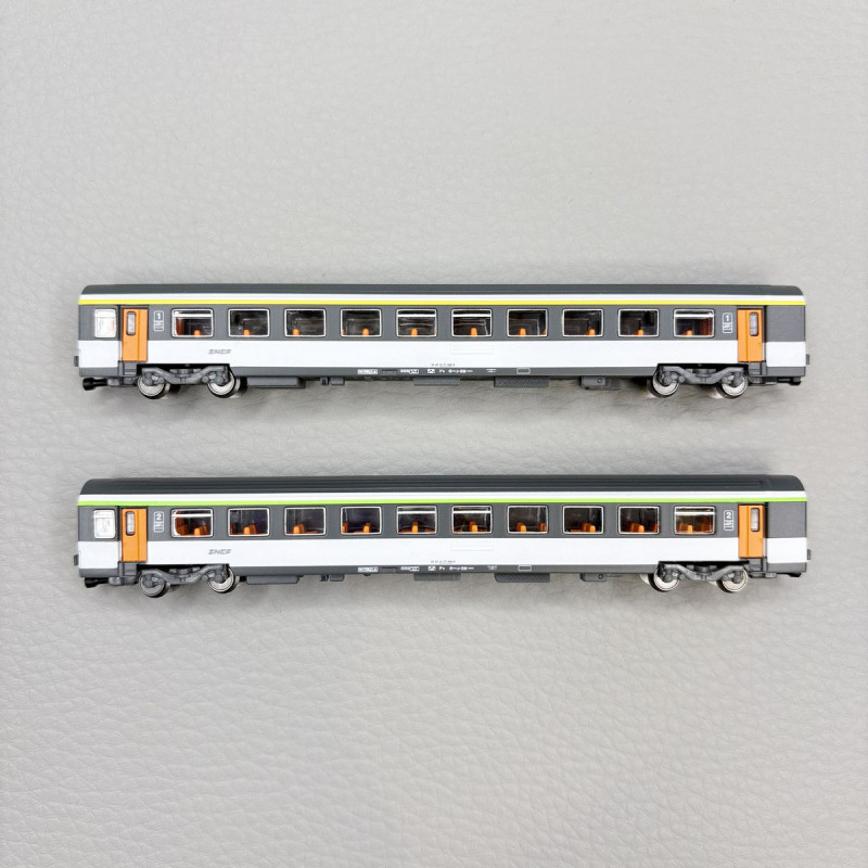 Coffret 2 voitures Corail VTU, livrée d'origine, 1ère + 2nde classe, SNCF, Ep. IV, AZAR MODELS V01-ONP1, Z 1/220