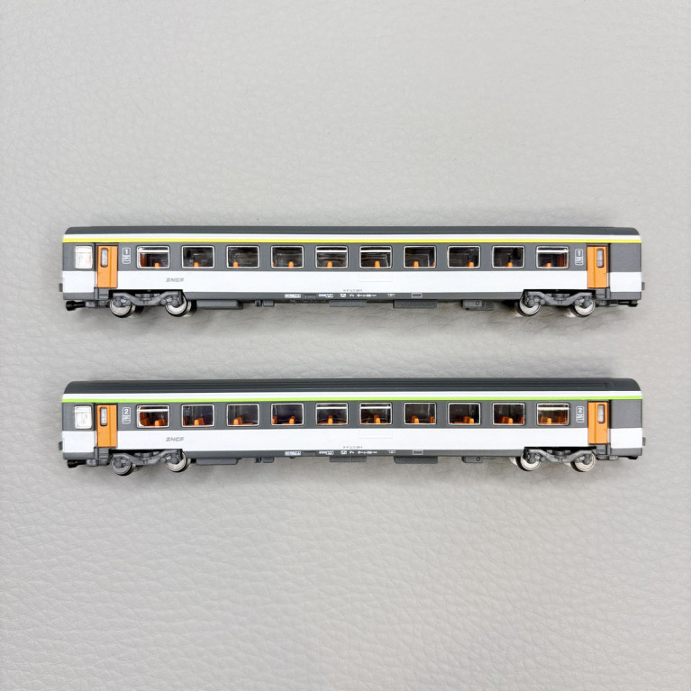 Coffret 2 voitures Corail VTU, livrée d'origine, 1ère + 2nde classe, SNCF, Ep. IV, AZAR MODELS V01-ONP1, Z 1/220