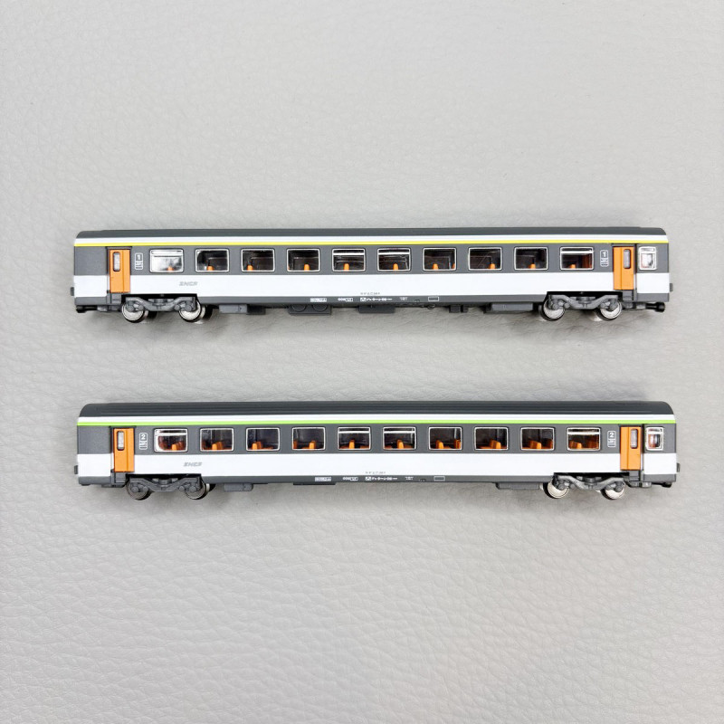 Coffret 2 voitures Corail VTU, livrée d'origine, 1ère + 2nde classe, SNCF, Ep. IV, AZAR MODELS V01-ONP1, Z 1/220