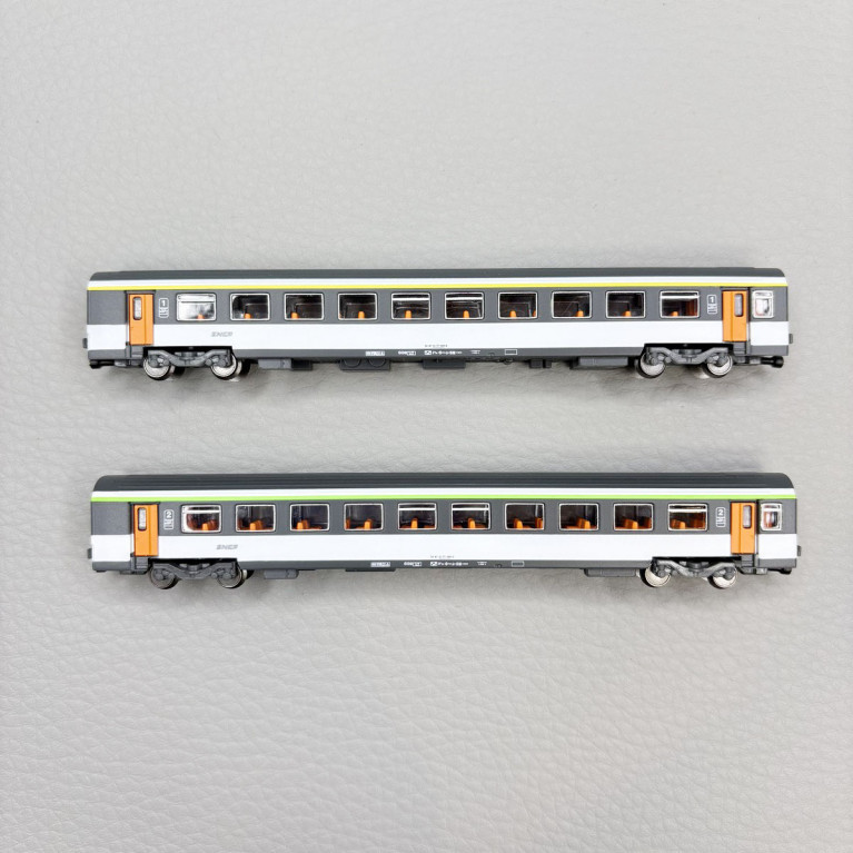 Coffret 2 voitures Corail VTU, livrée d'origine, 1ère + 2nde classe, SNCF, Ep. IV, AZAR MODELS V01-ONP1, Z 1/220