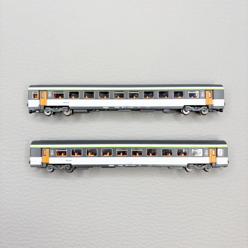 Coffret 2 voitures Corail VTU, livrée d'origine, 2nde classe, SNCF, Ep. IV, AZAR MODELS V01-ONP2, Z 1/220