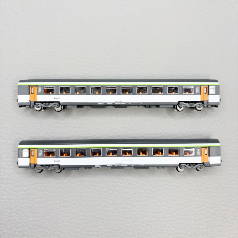 Coffret 2 voitures Corail VTU, livrée d'origine, 2nde classe, SNCF, Ep. IV, AZAR MODELS V01-ONP2, Z 1/220