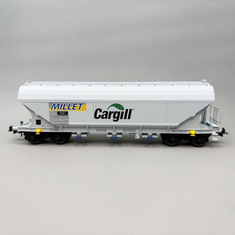 Coffret 2 wagons-trémies céréaliers, parois lisses et bombées, "Millet", SNCF, Ep. VI, JOUEF HJ6320, HO 1/87