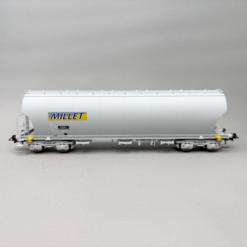 Coffret 2 wagons-trémies céréaliers, parois lisses et bombées, "Millet", SNCF, Ep. VI, JOUEF HJ6320, HO 1/87