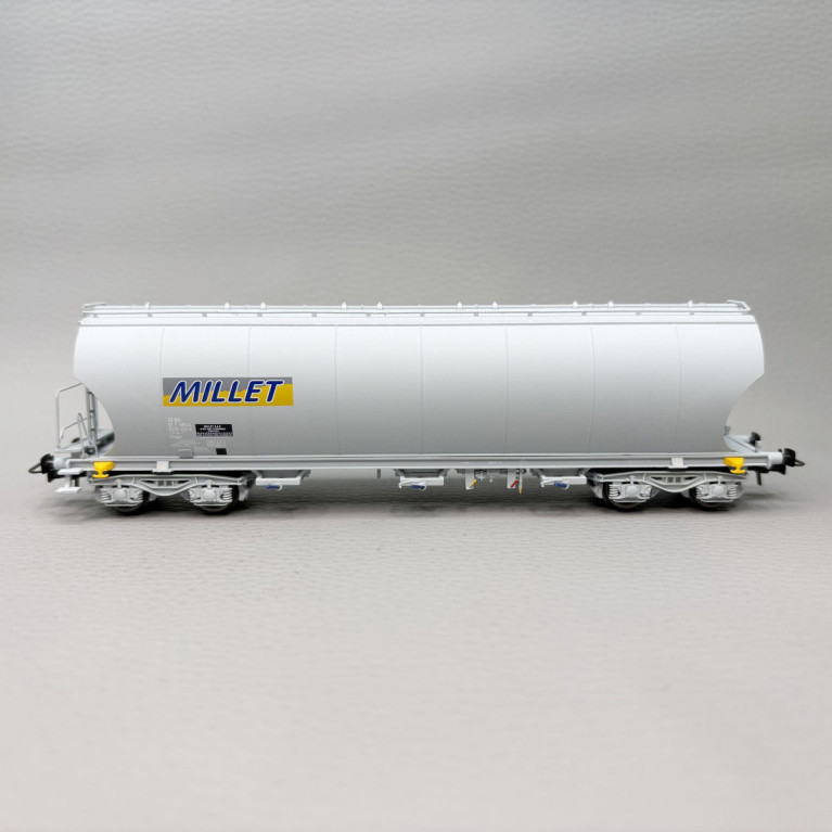 Coffret 2 wagons-trémies céréaliers, parois lisses et bombées, "Millet", SNCF, Ep. VI, JOUEF HJ6320, HO 1/87
