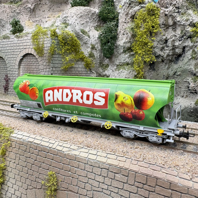 Wagon-trémie pour transport de sucre, "Andros", livrée verte, SNCF, Ep. IV, JOUEF HJ6318, HO 1/87