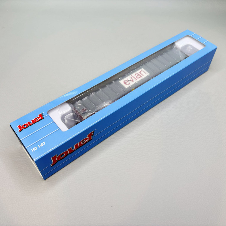 Wagon bâché type Rils, "Evian", livrée grise, SNCF, Ep. IV-V, JOUEF HJ6333, HO 1/87