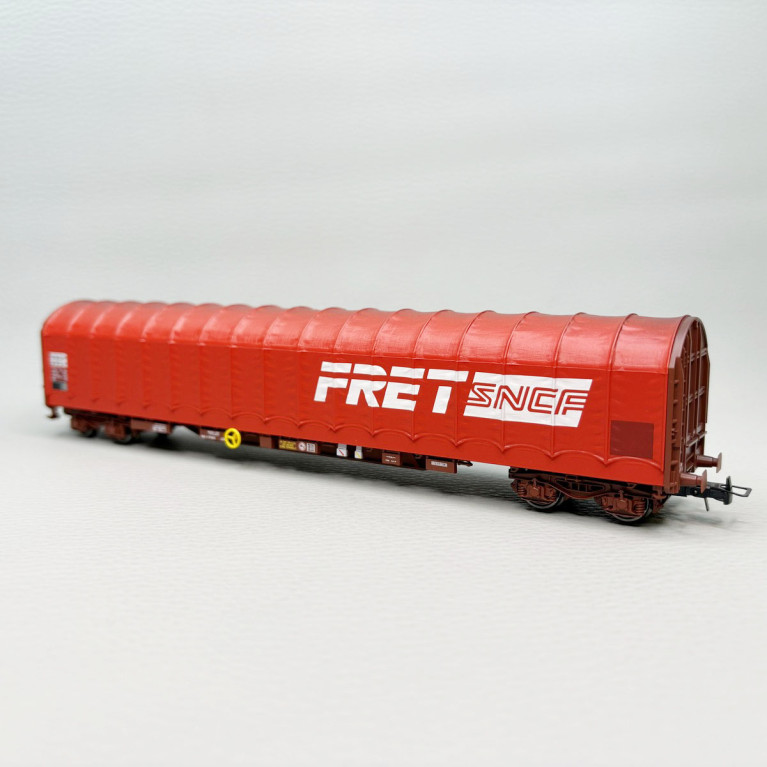 Wagon bâché type Rils, "FRET", livrée rouge, SNCF, Ep. IV-V, JOUEF HJ6334, HO 1/87