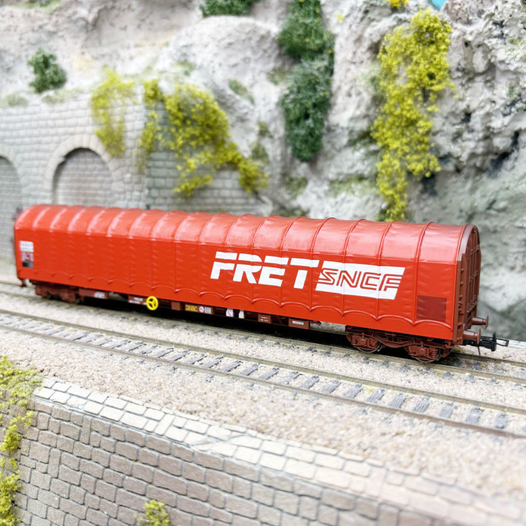 Wagon bâché type Rils, "FRET", livrée rouge, SNCF, Ep. IV-V, JOUEF HJ6334, HO 1/87