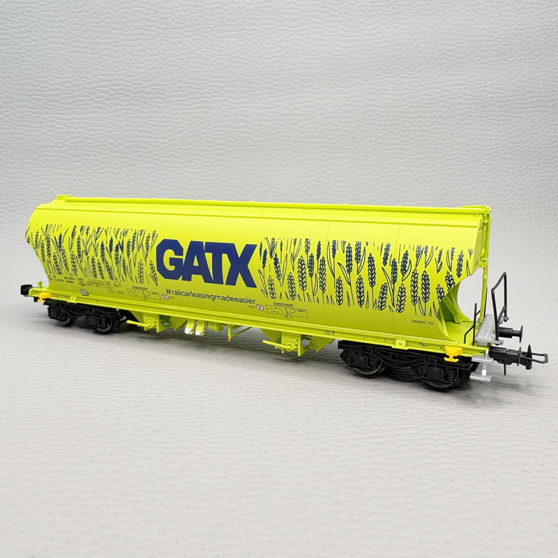Wagon-trémie céréales, parois arrondies, vert fluo, GATX, Ep. VI, RIVAROSSI HR6690, HO 1/87