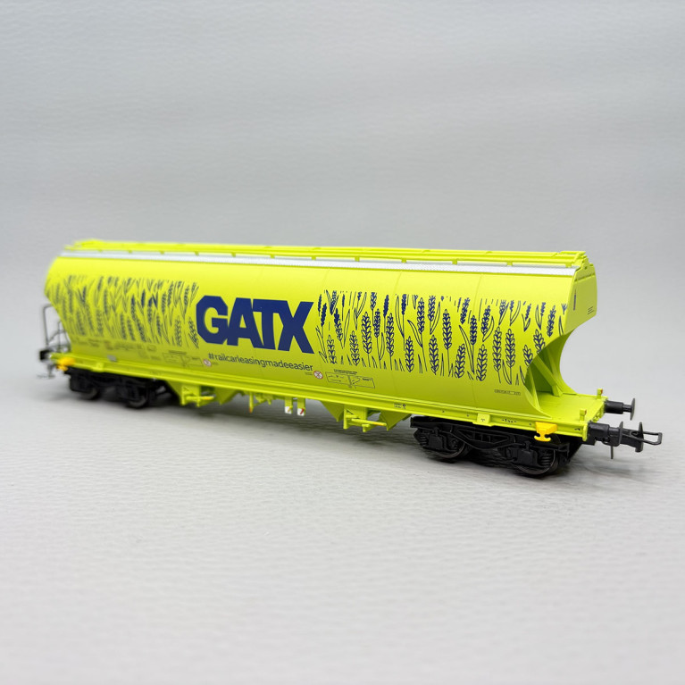 Wagon-trémie céréales, parois arrondies, vert fluo, GATX, Ep. VI, RIVAROSSI HR6690, HO 1/87