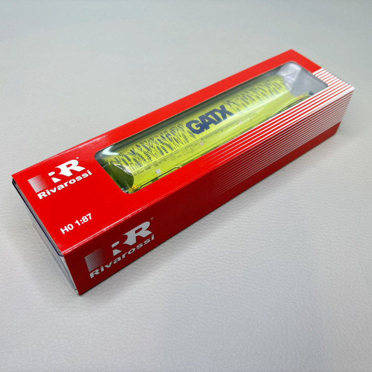 Wagon-trémie céréales, parois arrondies, vert fluo, GATX, Ep. VI, RIVAROSSI HR6690, HO 1/87
