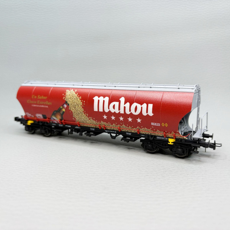 Wagon-trémie à céréales, parois rondes, "Mahou", RENFE, Ep. V, ELECTROTREN HE6090, HO 1/87