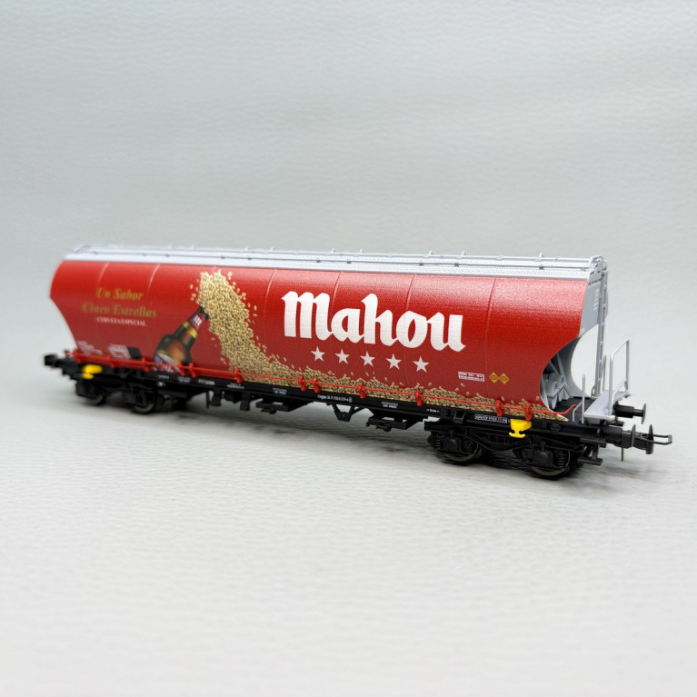 Wagon-trémie à céréales, parois rondes, "Mahou", RENFE, Ep. V, ELECTROTREN HE6090, HO 1/87