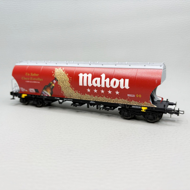 Wagon-trémie à céréales, parois rondes, "Mahou", RENFE, Ep. V, ELECTROTREN HE6090, HO 1/87
