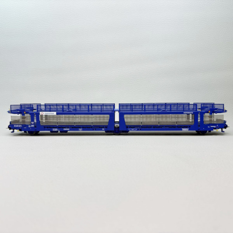 Porte-voitures Laeks 63C, "Hispanauto", modernisé, livrée bleue, Transfesa, Ep. VI, ELECTROTREN HE6100, HO 1/87