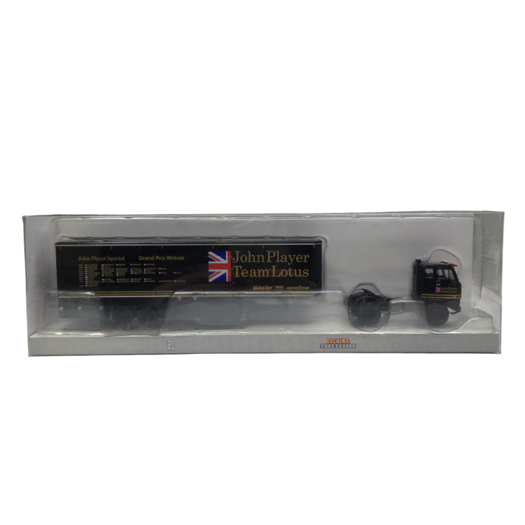 Semi-remorque, Volfo F89, transport de voitures de courses, John Player, Team Lotus - BREKINA 85689 - HO 1/87
